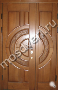 Двустворчатая парадная дверь для коттеджа из массива с резьбой - купить от производителя Мосдвери Двустворчатая парадная дверь для коттеджа из массива с резьбой