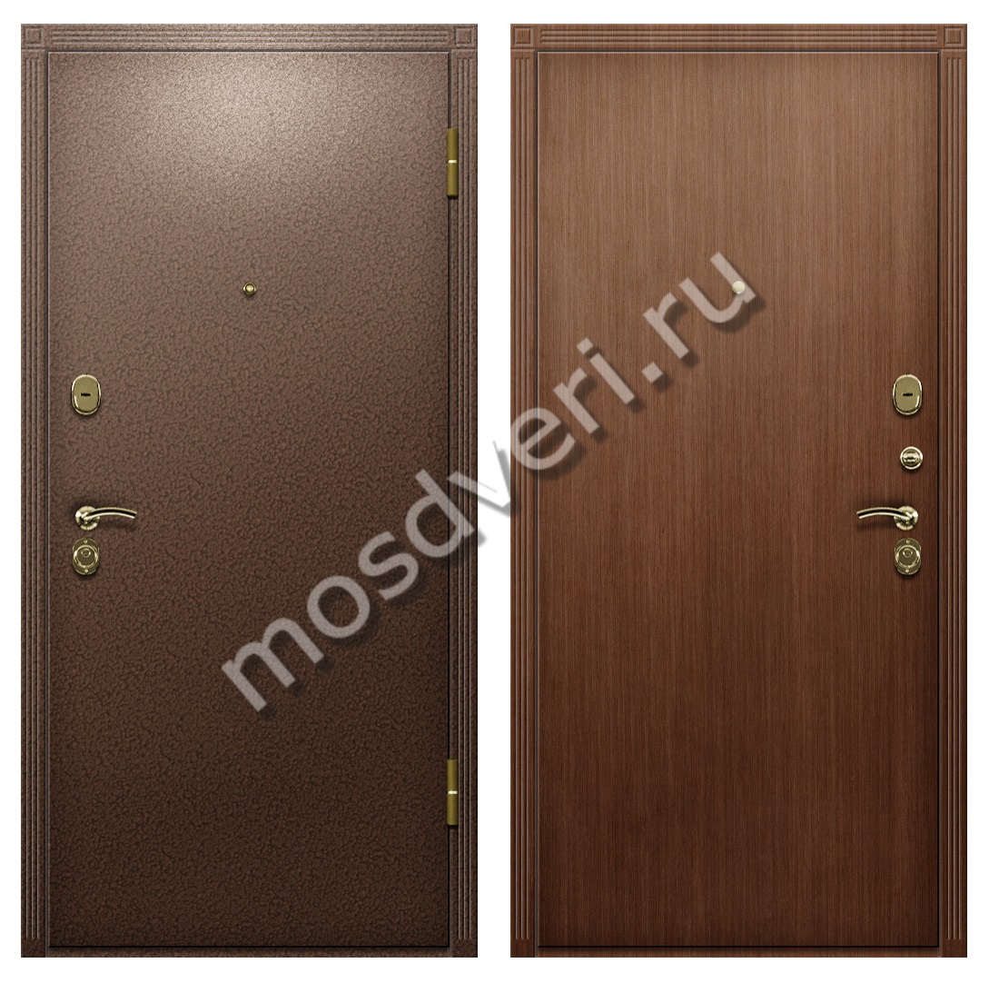 Дверь утепленная с порошковой окраской и МДФ красное дерево - купить от производителя Мосдвери Дверь утепленная с порошковой окраской и МДФ красное дерево