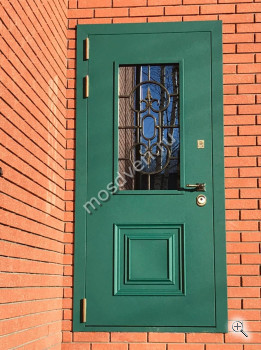 Входная дверь в частный дом зеленая со стеклом и ковкой - купить от производителя Мосдвери Входная дверь в частный дом зеленая со стеклом и ковкой