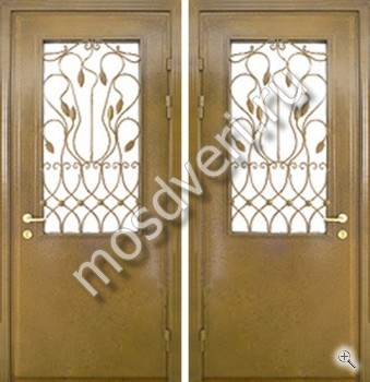 Дверь порошковое напыление со стеклопакетом и ковкой - купить от производителя Мосдвери Дверь порошковое напыление со стеклопакетом и ковкой