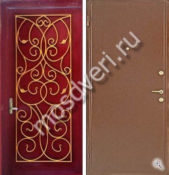 Металлическая дверь с порошковым напылением и кованым декором - купить от производителя Мосдвери Металлическая дверь с порошковым напылением и кованым декором