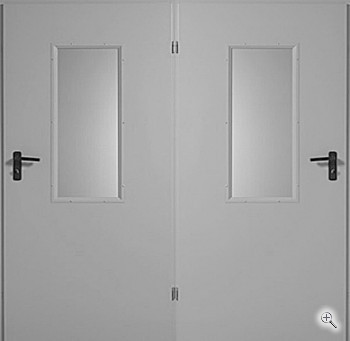 Огнеупорная дверь серого цвета со стеклом - купить от производителя Мосдвери Огнеупорная дверь серого цвета со стеклом